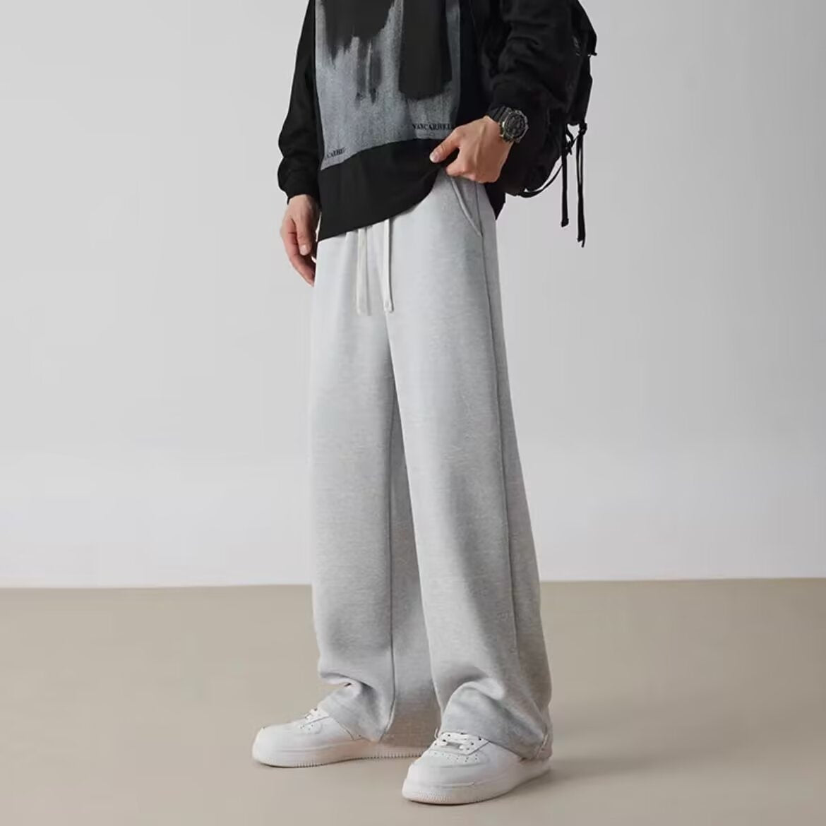 Wide-leg Sweatpants Mens Workwear Casual Long Pants 