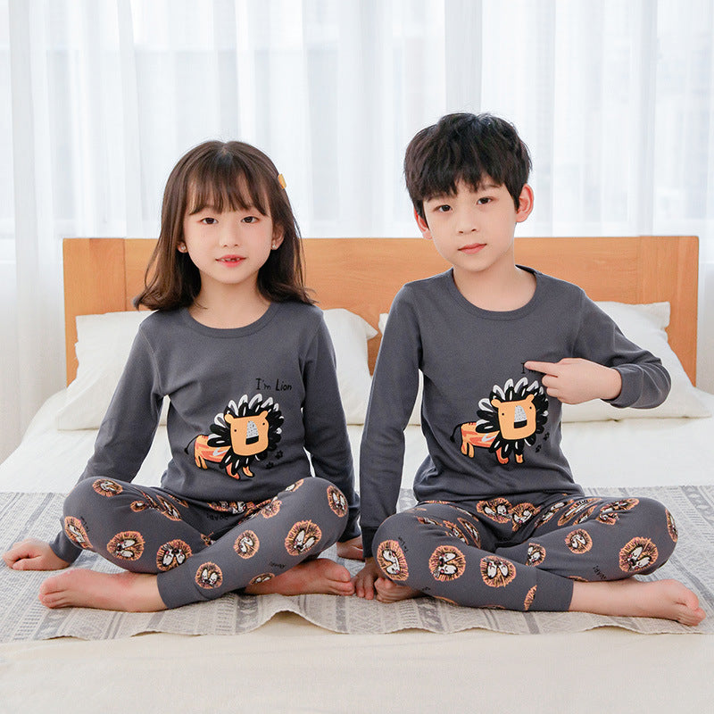 Children's Long Johns Top & Bottom Set Suit Pure Cotton Spring And Autumn Cotton Jersey Base Girls And Boys 