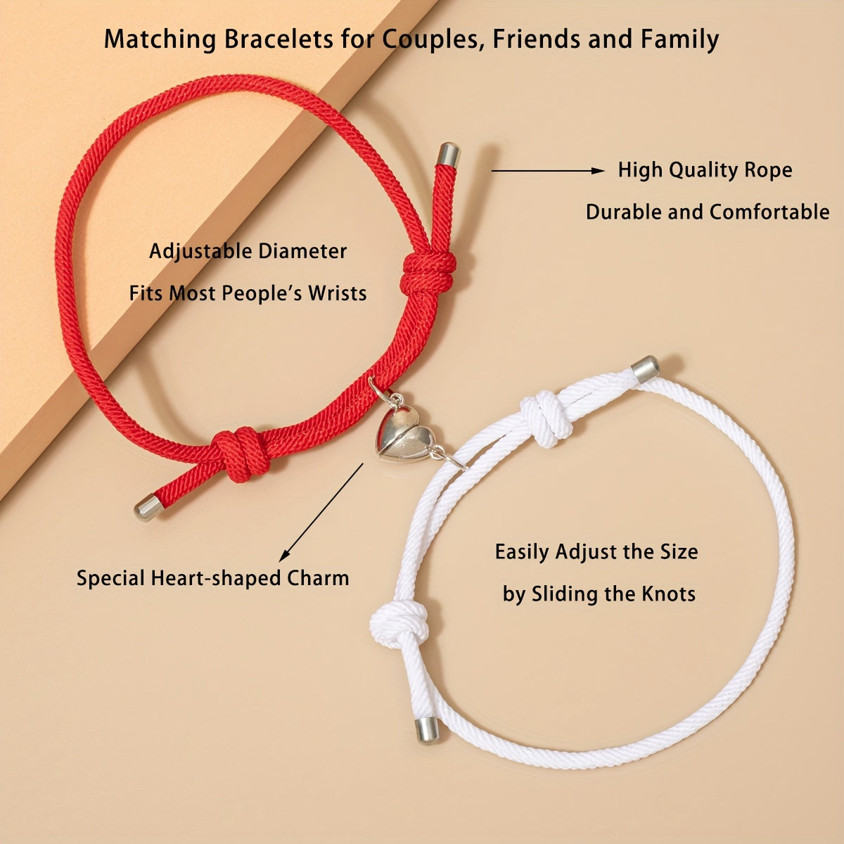 2pcs Handmade Couple Braceletes Sets For Men And Women, Father's Day Gift