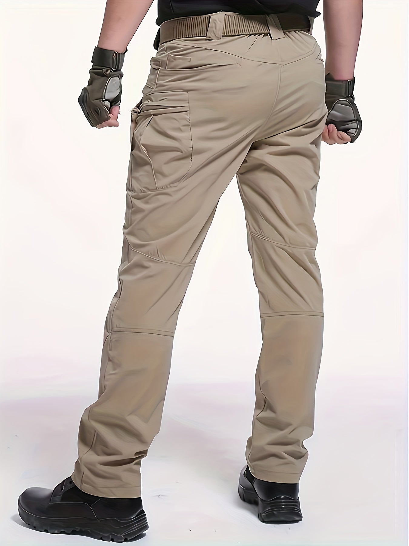 Mens Regular Fit Casual Cargo Pants - Quick-Dry, Breathable, and Comfortable for Hiking and Camping - Polyester, Machine Washable, Solid Color, and Multi-Pocket Design for All-Season Outdoor Activities