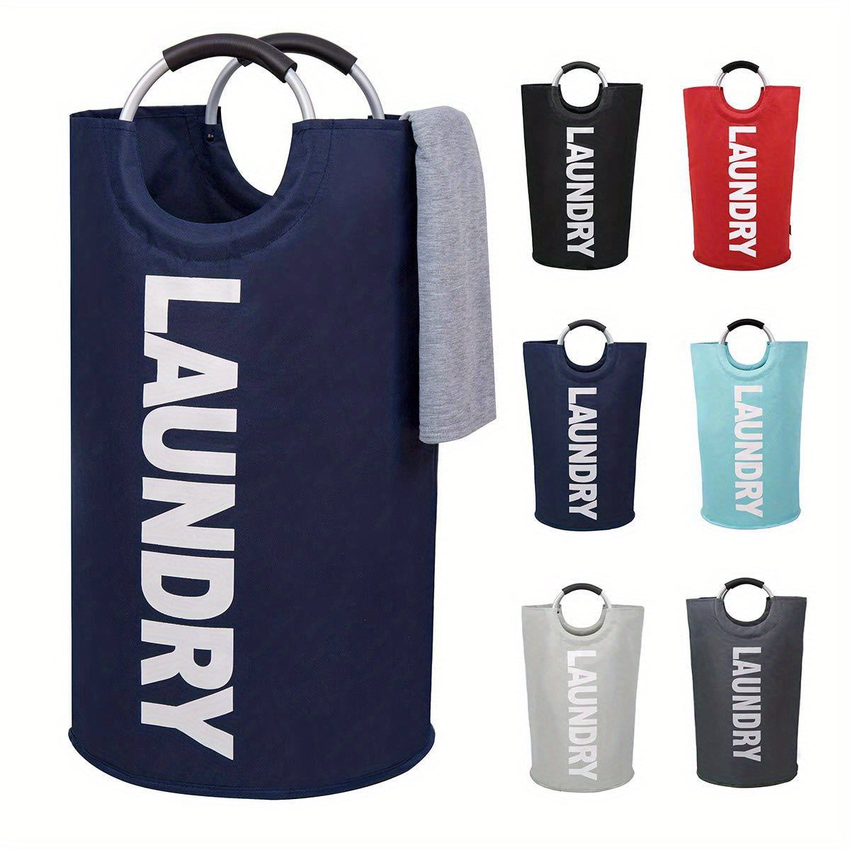 1pc Premium Waterproof Laundry Basket with Comfortable Padded Handles - Collapsible & Stable Clothes Hamper for Effortless Storage and Perfect Standing - Ideal for Space-Saving Solutions