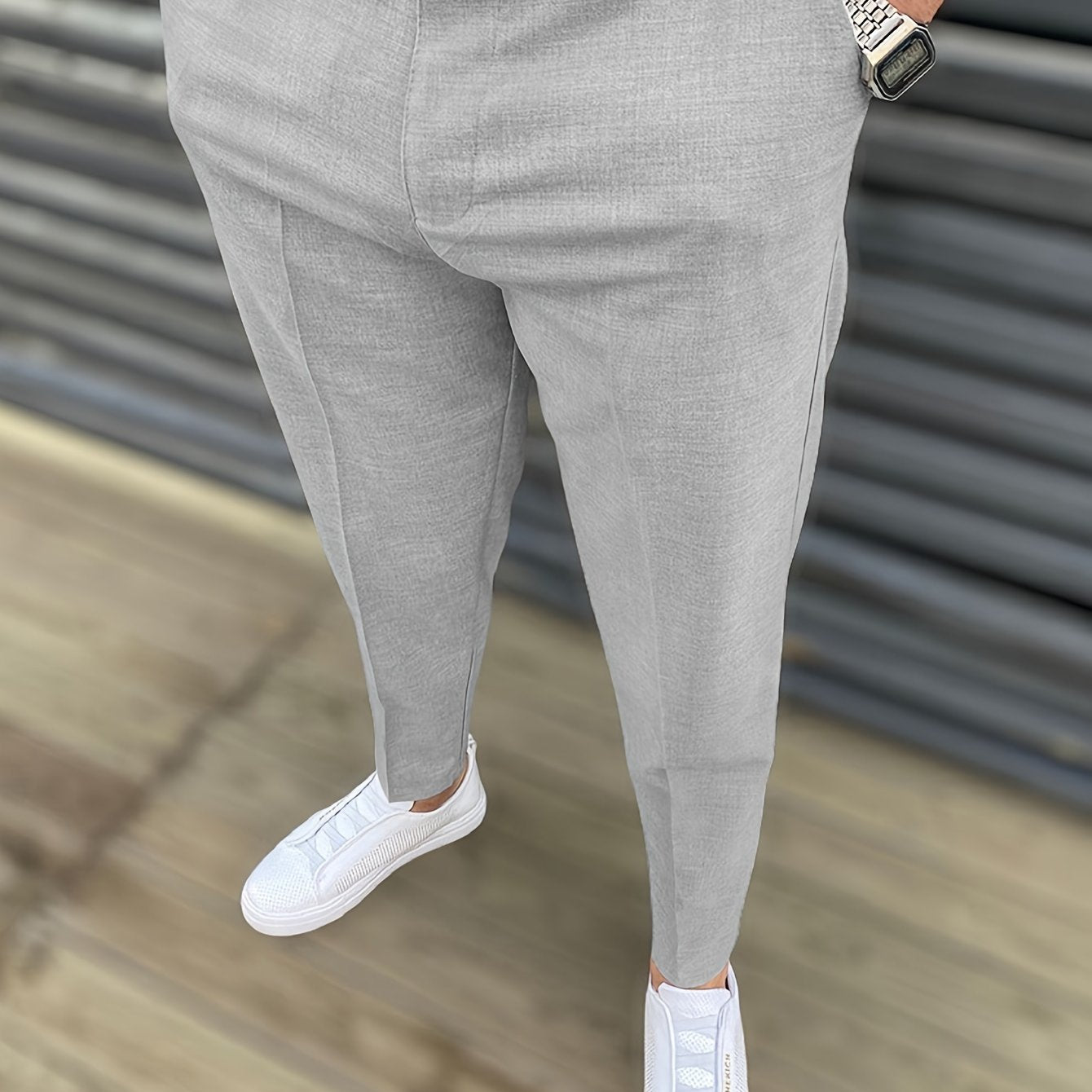 Mens Classic Elegant Dress Pants - Slightly Stretchy, Solid Color, Regular Fit, Mid Waist, Button Fly, Pocket Details - Perfect for Spring Summer Business Banquet Dinner, Night Out, All-Season Wear