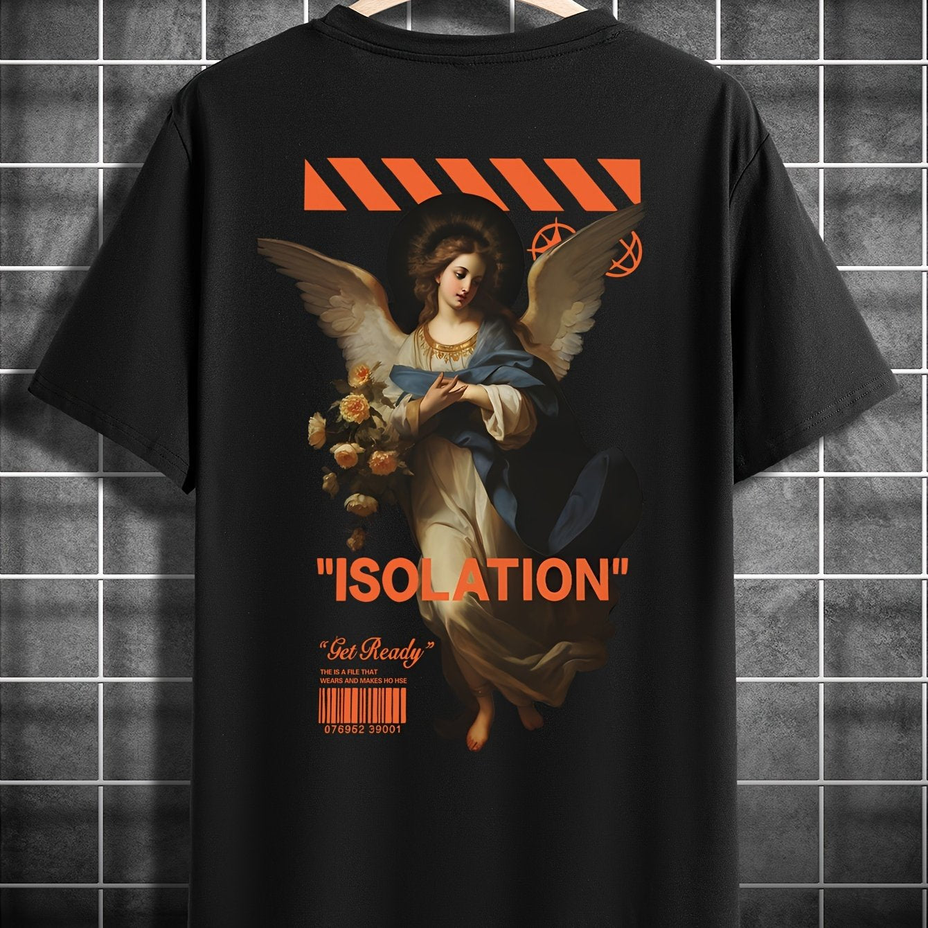 Angelic Wing Print Mens T-Shirt - Stylish Summer Casual Wear, Breathable Crew Neck Tee for Outdoor Activities