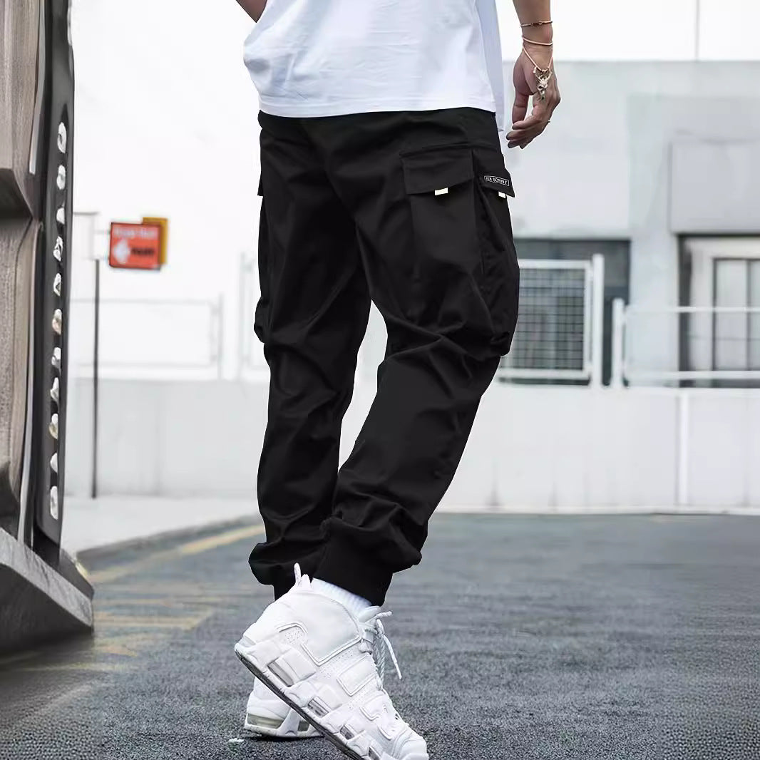 Multi-pocket Cargo Pants Men's Casual Hip-Hop Drawstring Trousers Outdoor Streetwear Sports Pant 