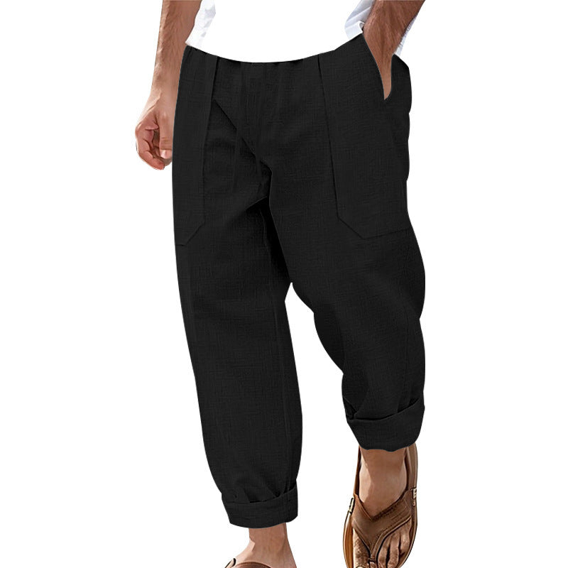 Breathable Sweat Absorbing Solid Color Trousers Basic Style Casual Wide Leg Pants 