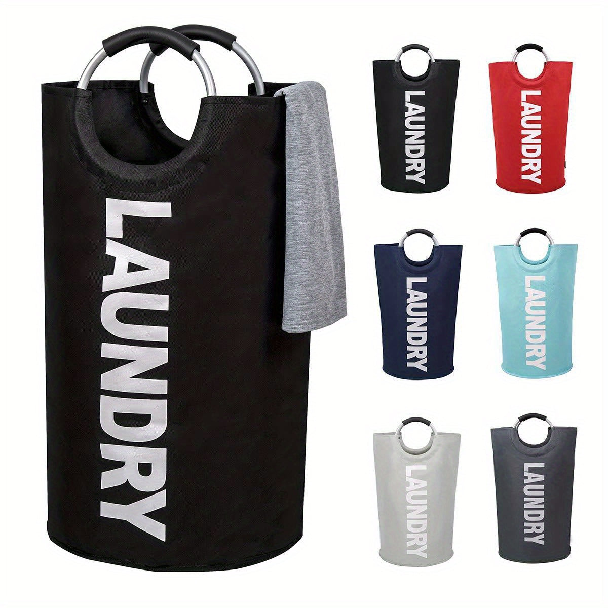 1pc Premium Waterproof Laundry Basket with Comfortable Padded Handles - Collapsible & Stable Clothes Hamper for Effortless Storage and Perfect Standing - Ideal for Space-Saving Solutions