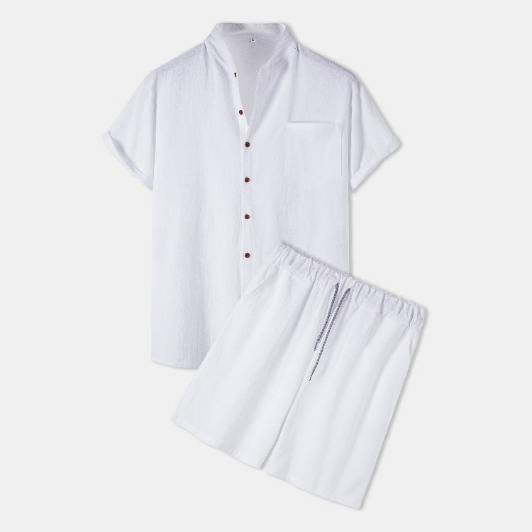 Men's Cotton-Linen Casual Loose-Fit Short-Sleeve Set 