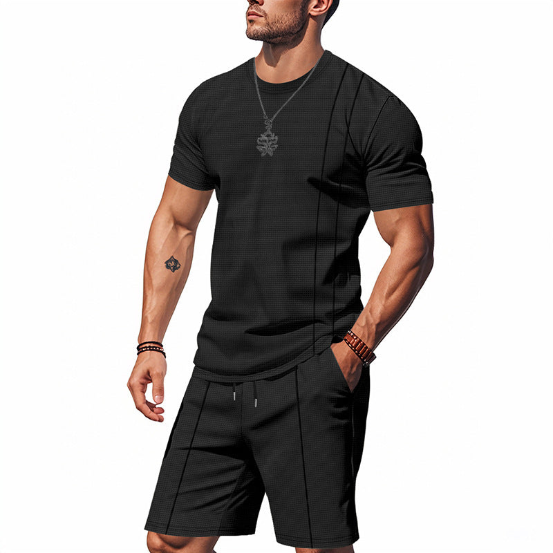 Men's Crew-Neck Short-Sleeve T-Shirt And Shorts Set 