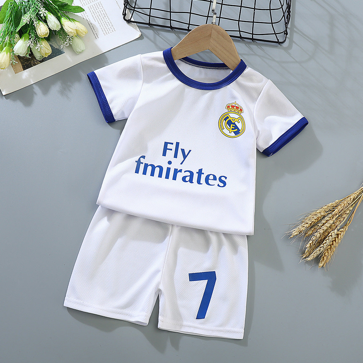 Boys And Girls Spring And Summer Jersey Training Wear Baby Short Sleeve Shorts Quick-drying Mesh Breathable 