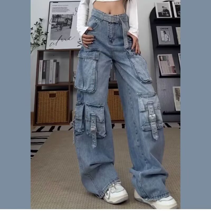 Womens Straight-leg Wide-leg Casual Pants 