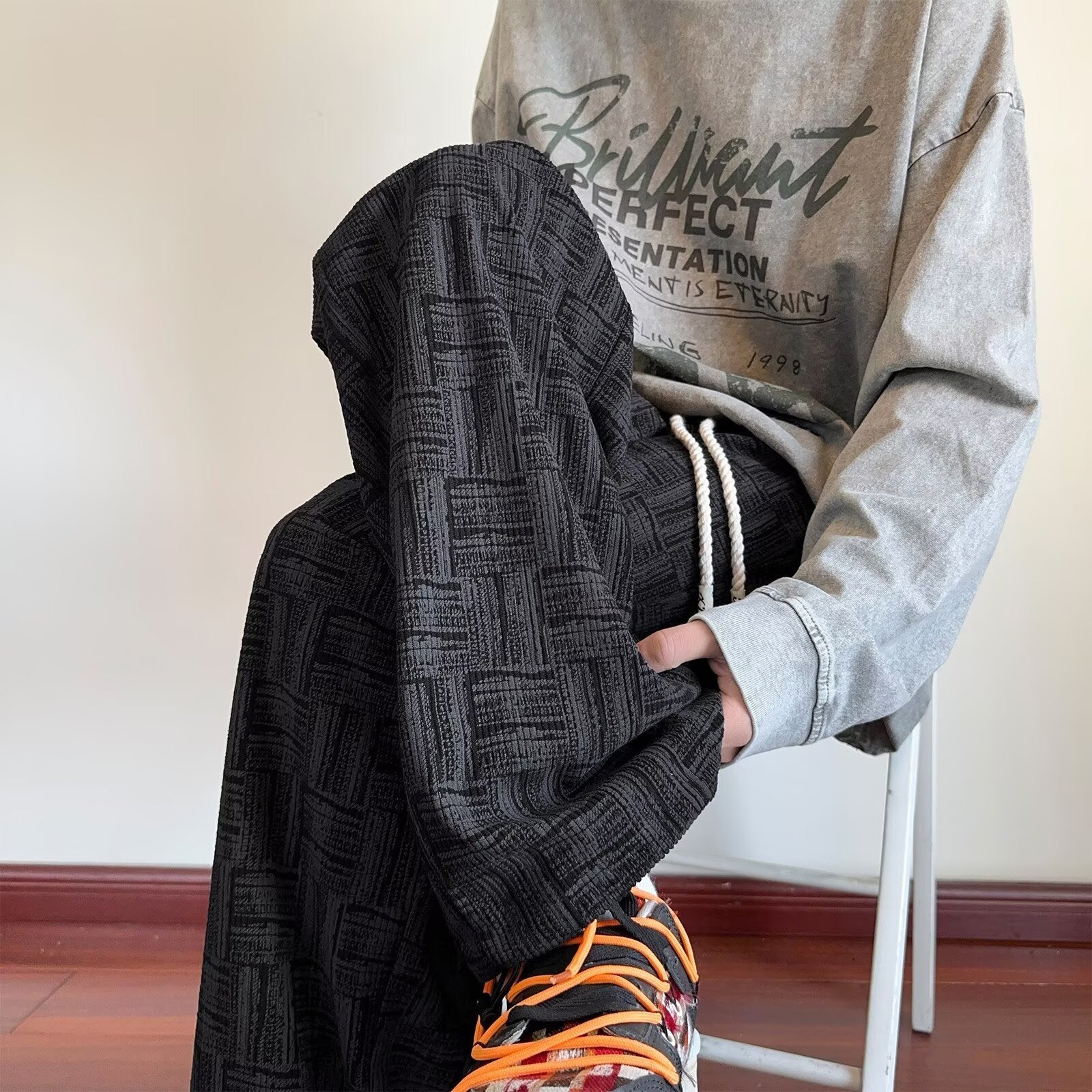 Casual Pants Sweatpants Loose-fitting Straight-leg