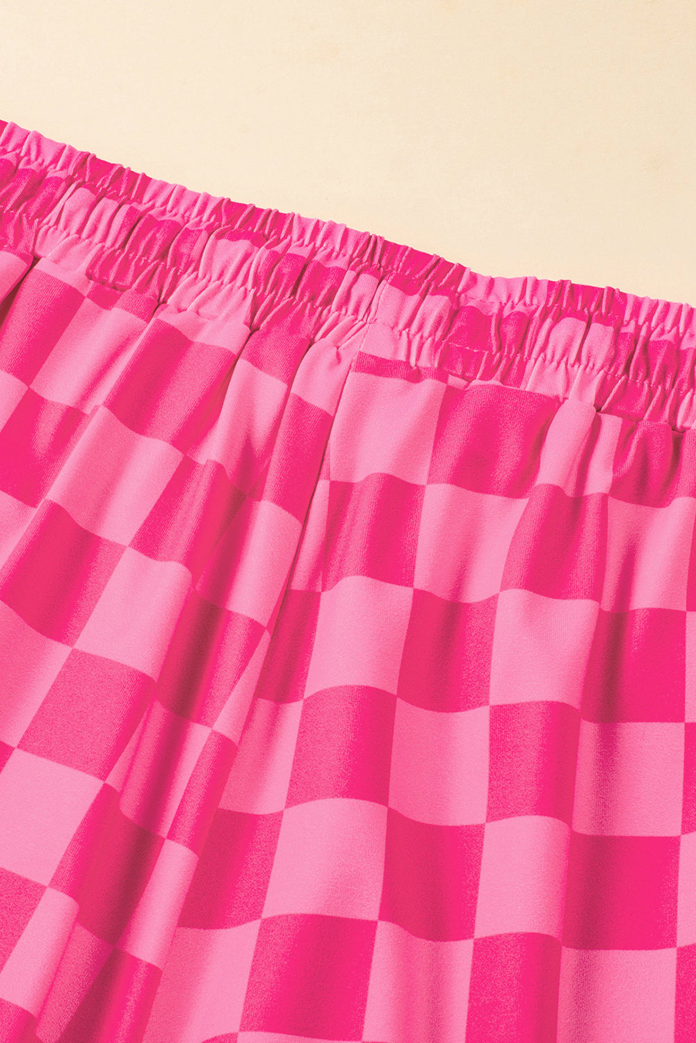Rose Checkered Drawstring Elastic Waist Casual Shorts 