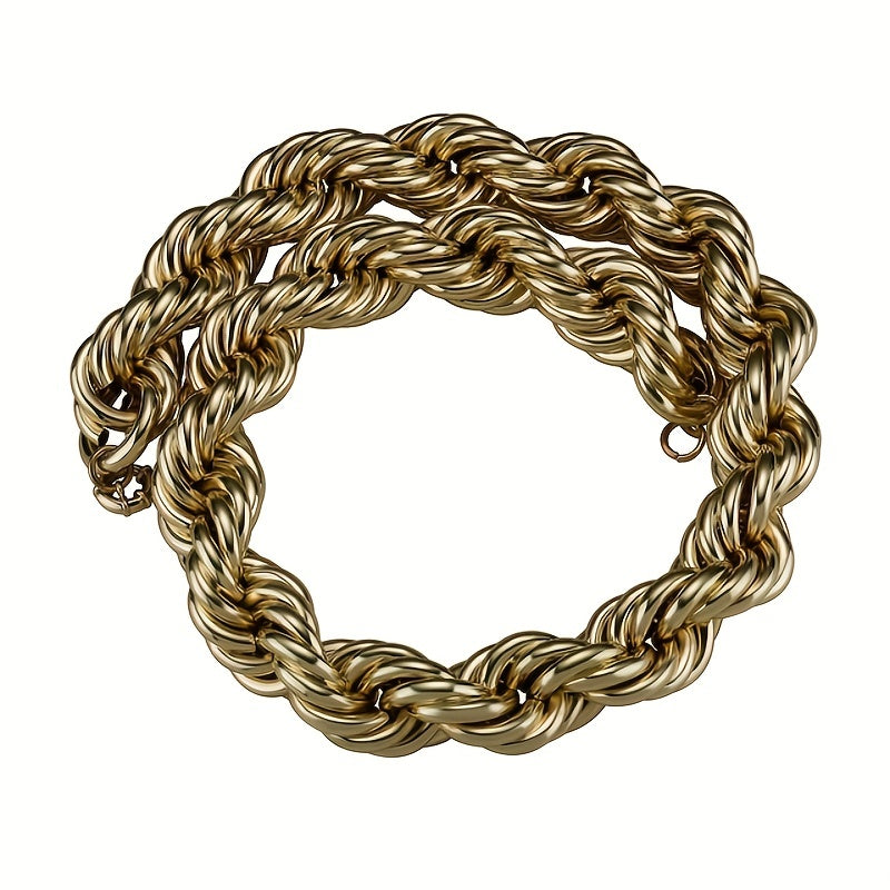 1pc Luxurious Stainless Steel Golden Chain Necklace - Durable, Hypoallergenic, Fashionable Jewelry for Men and Women - Perfect Party Gift, Ideal for Everyday Wear