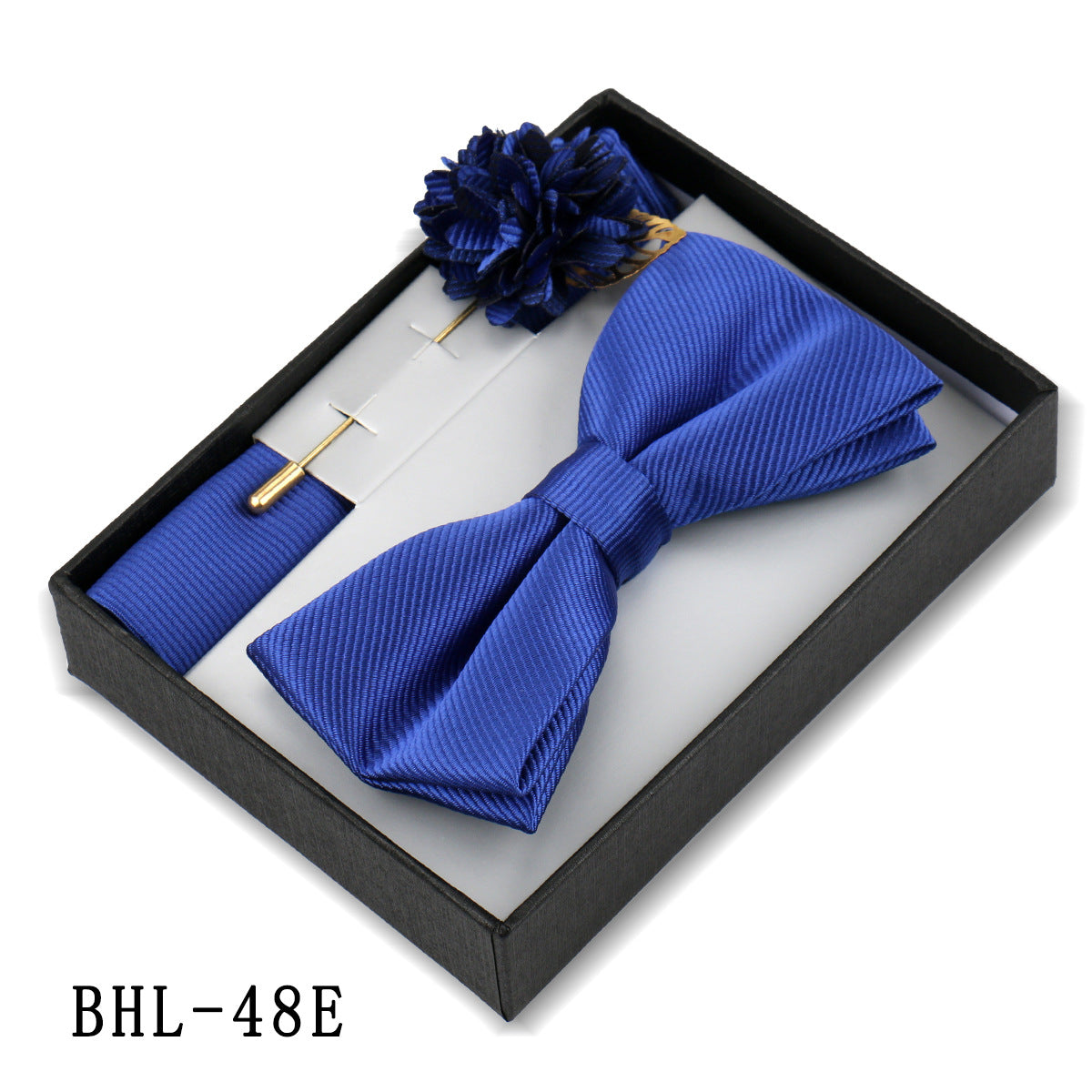 Mens Bow Tie, Pocket Square, And Brooch Gift Set 