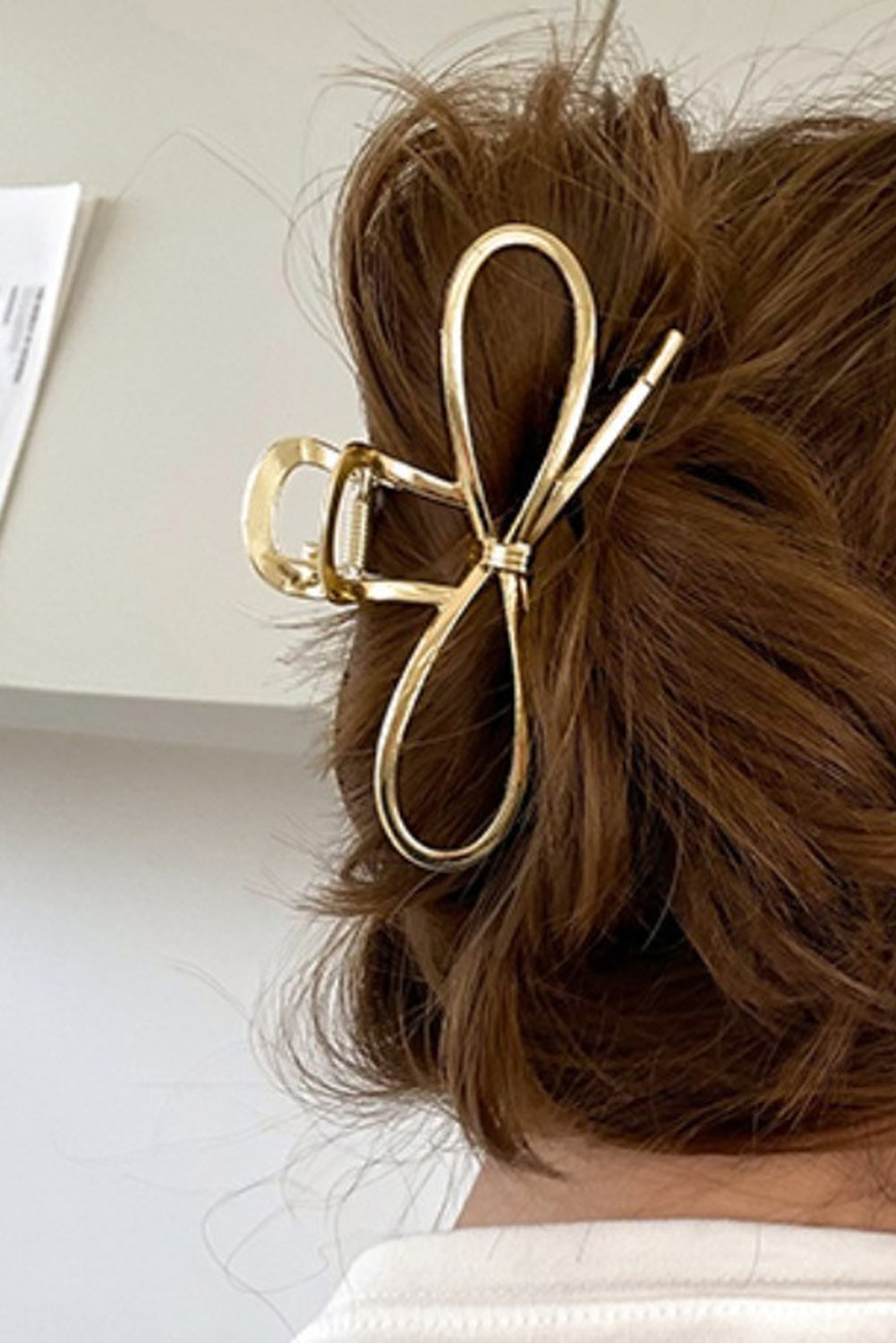 Gold Casual Bowknot Shape Metal Claw Clip 