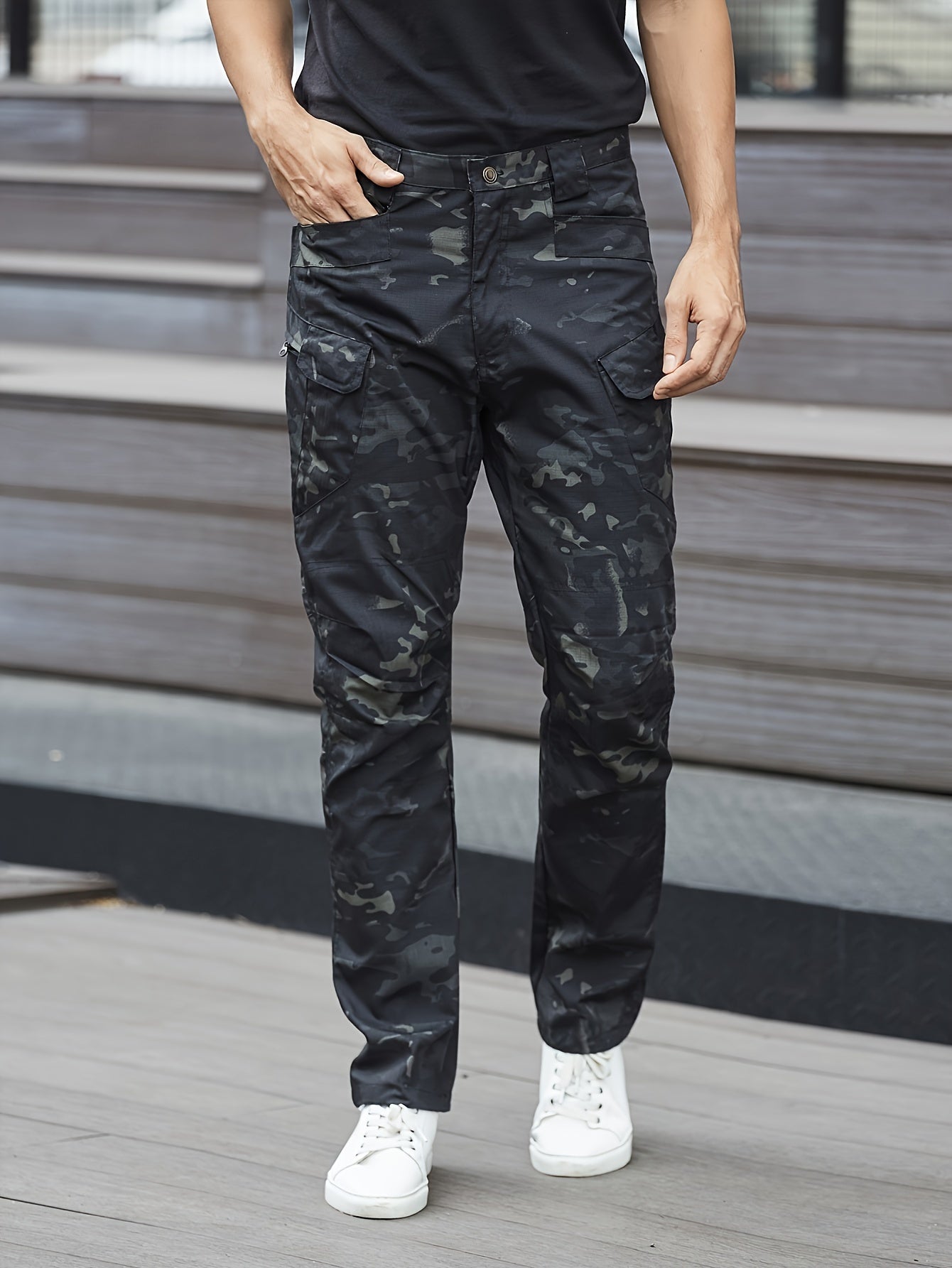 Mens Regular Fit Casual Cargo Pants - Quick-Dry, Breathable, and Comfortable for Hiking and Camping - Polyester, Machine Washable, Solid Color, and Multi-Pocket Design for All-Season Outdoor Activities