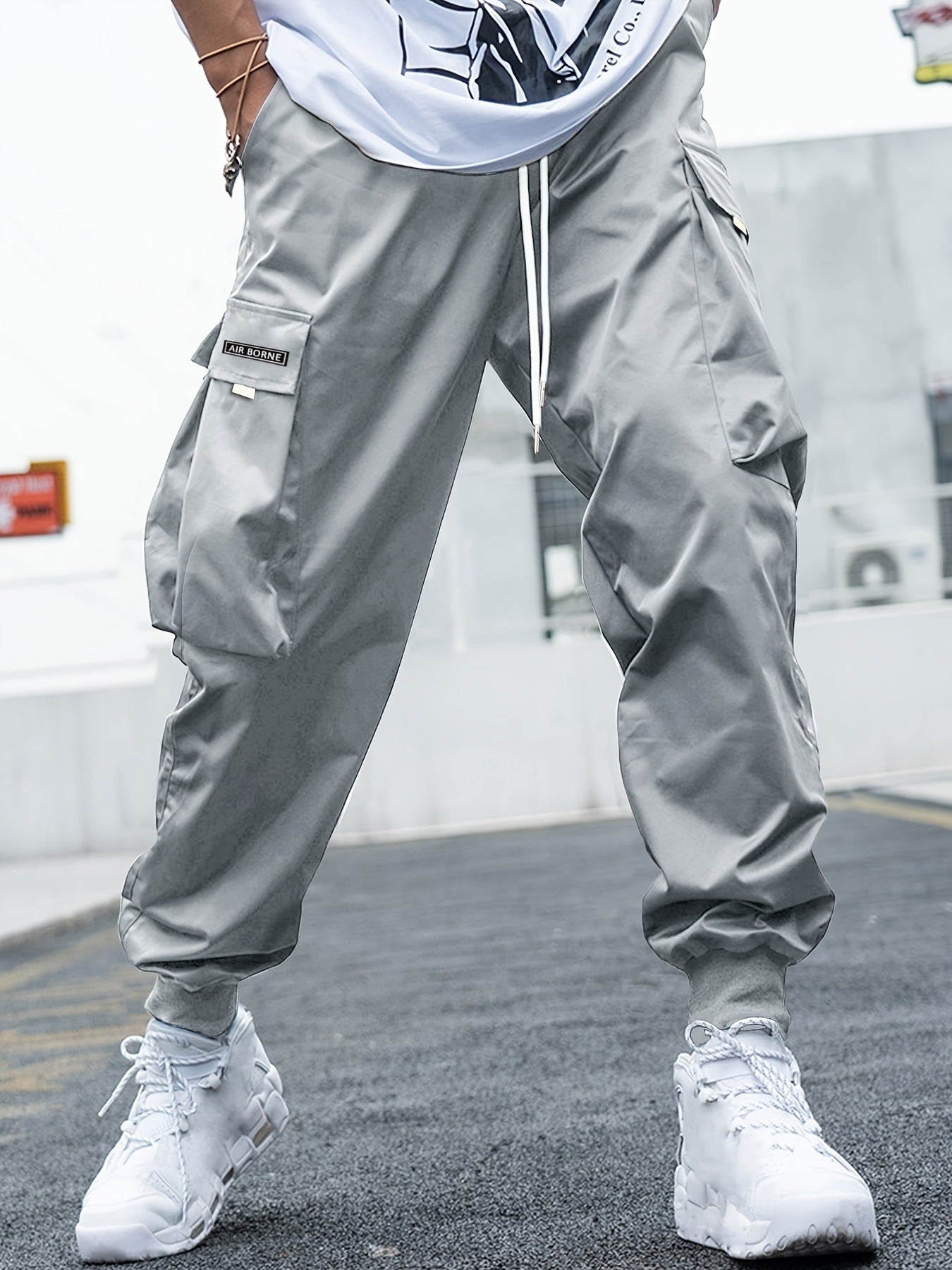 Multi-pocket Cargo Pants Men's Casual Hip-Hop Drawstring Trousers Outdoor Streetwear Sports Pant 