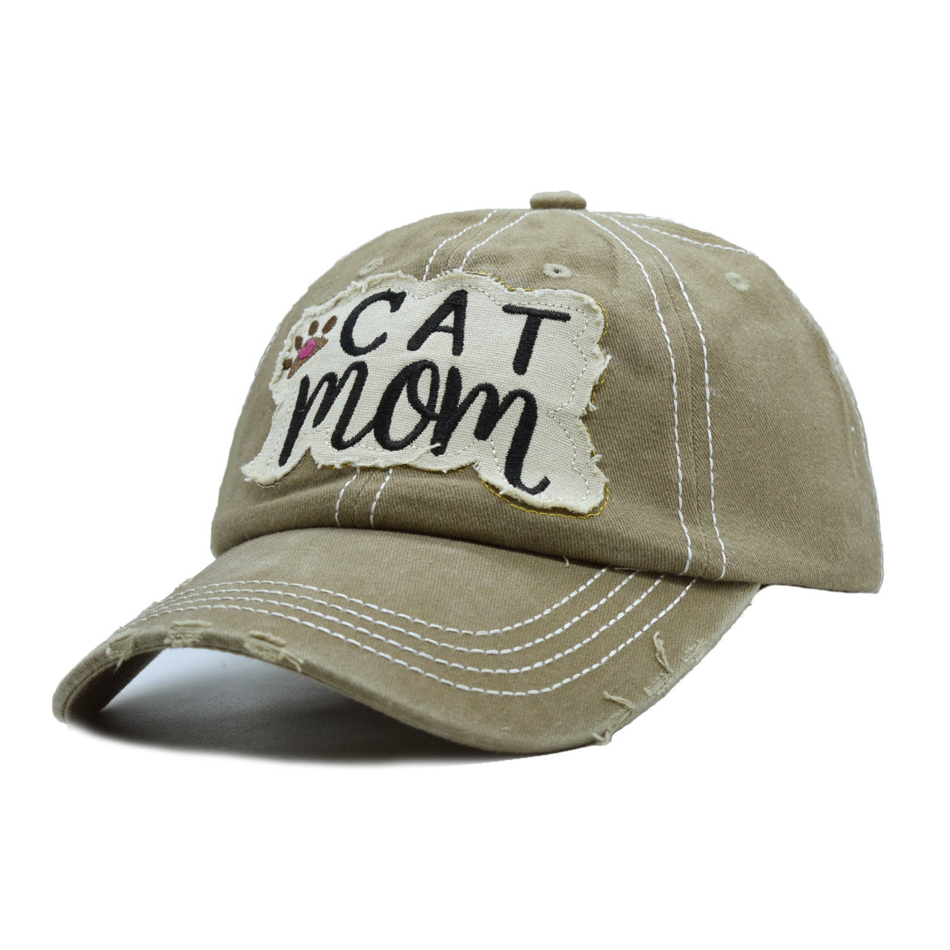 Retro Distressed Washed Patch Visor Baseball Cap 