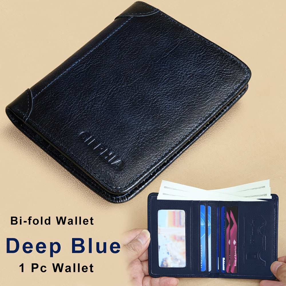 1pc CIEPHIA Card Holder or RFID Blocking Wallet for Men - Slim Minimalist Vintage Leather Wallet with Anti-Theft, Genuine Cowhide, Compact Bi/Fold Design, ID Window - Gifts for Dad, Husband, Boyfriend - RFID Protection, Durab