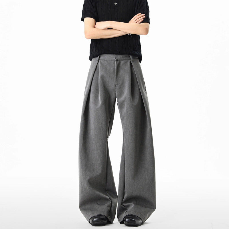 American-style Three-dimensional H-line Pleated Dress Trousers For Men 