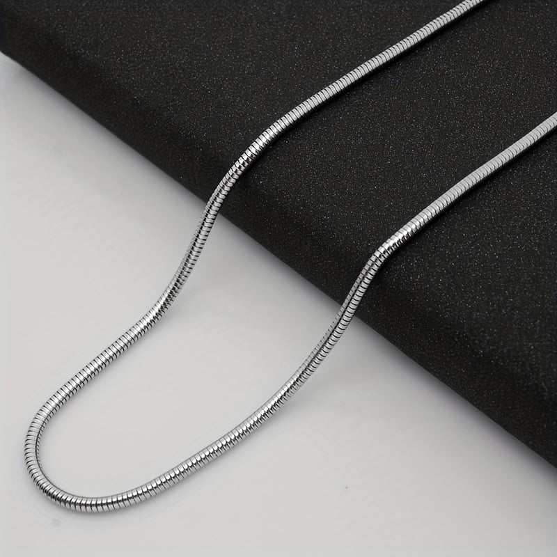 1pc Titanium Steel Round Snake Bone Necklace Fashion Accessories For Men And Women