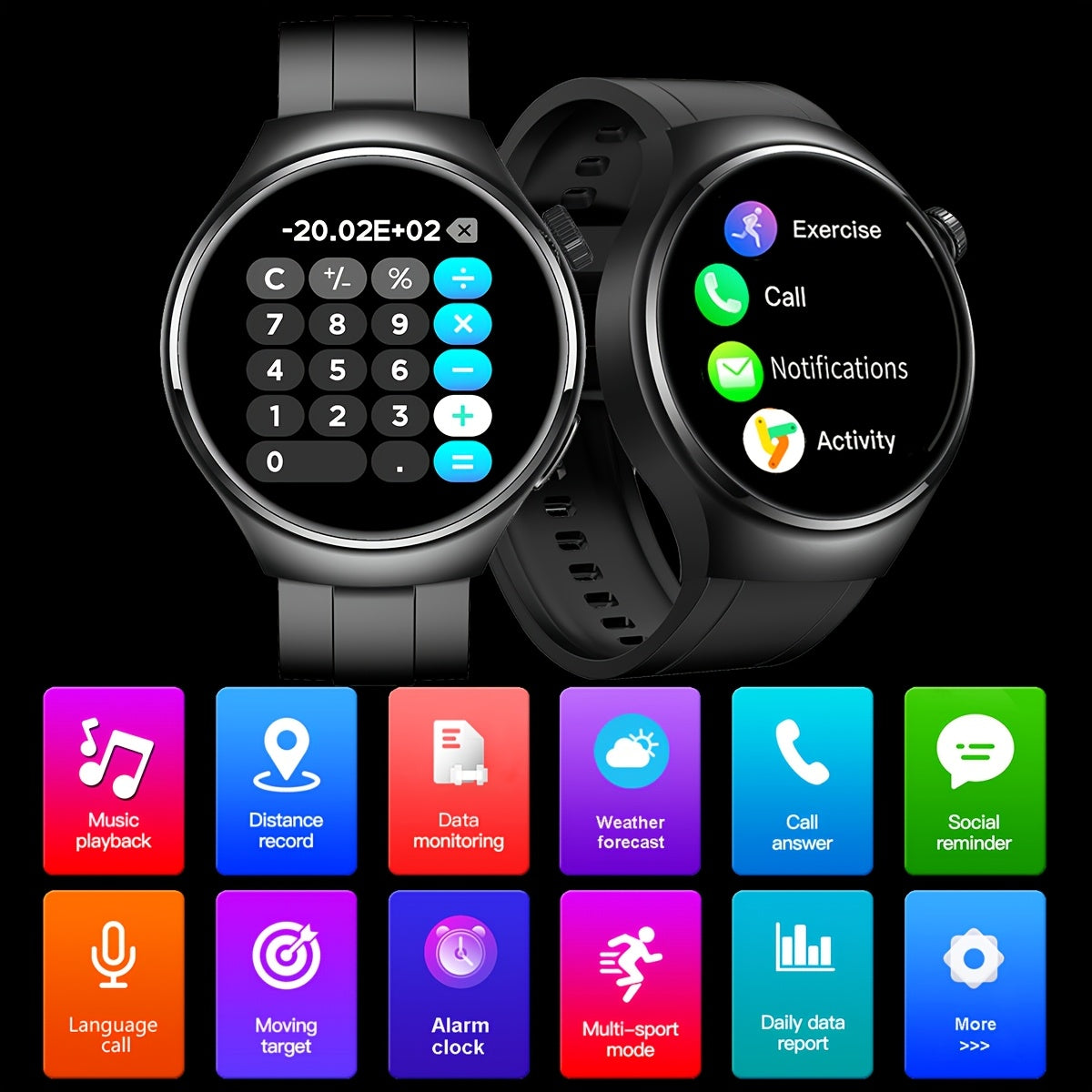 Black Silicone Men Smart Watch With Wireless Call, Message Reminder, Sports Mode, Custom Wallpaper, Sport Smart Watch