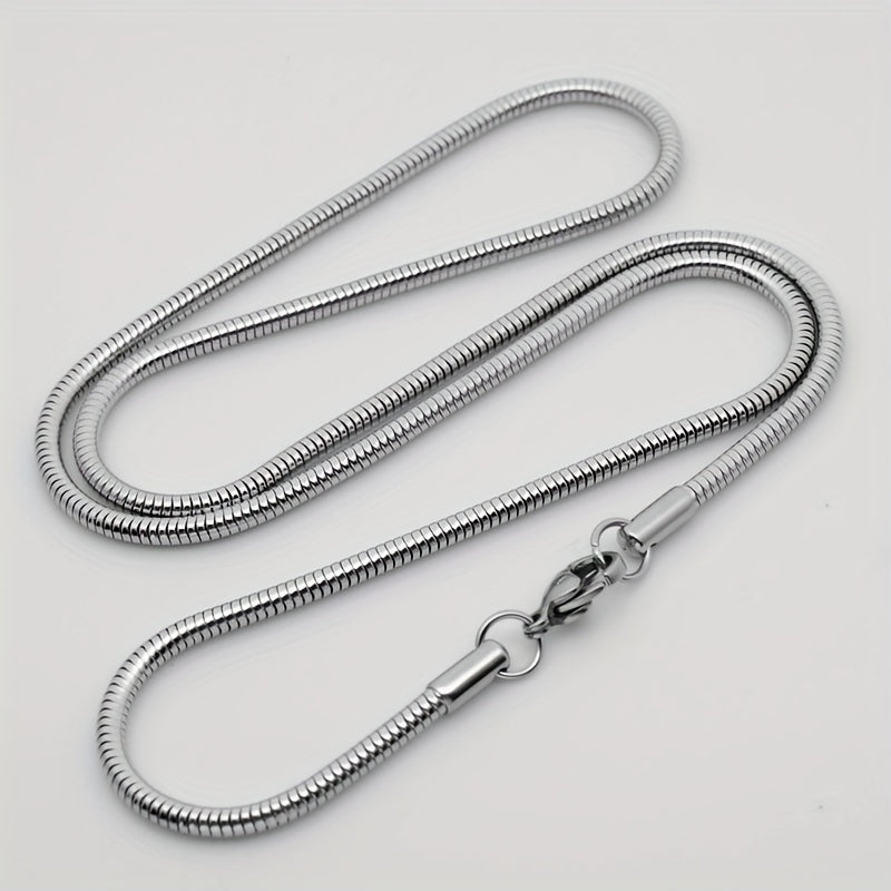 1pc Titanium Steel Round Snake Bone Necklace Fashion Accessories For Men And Women