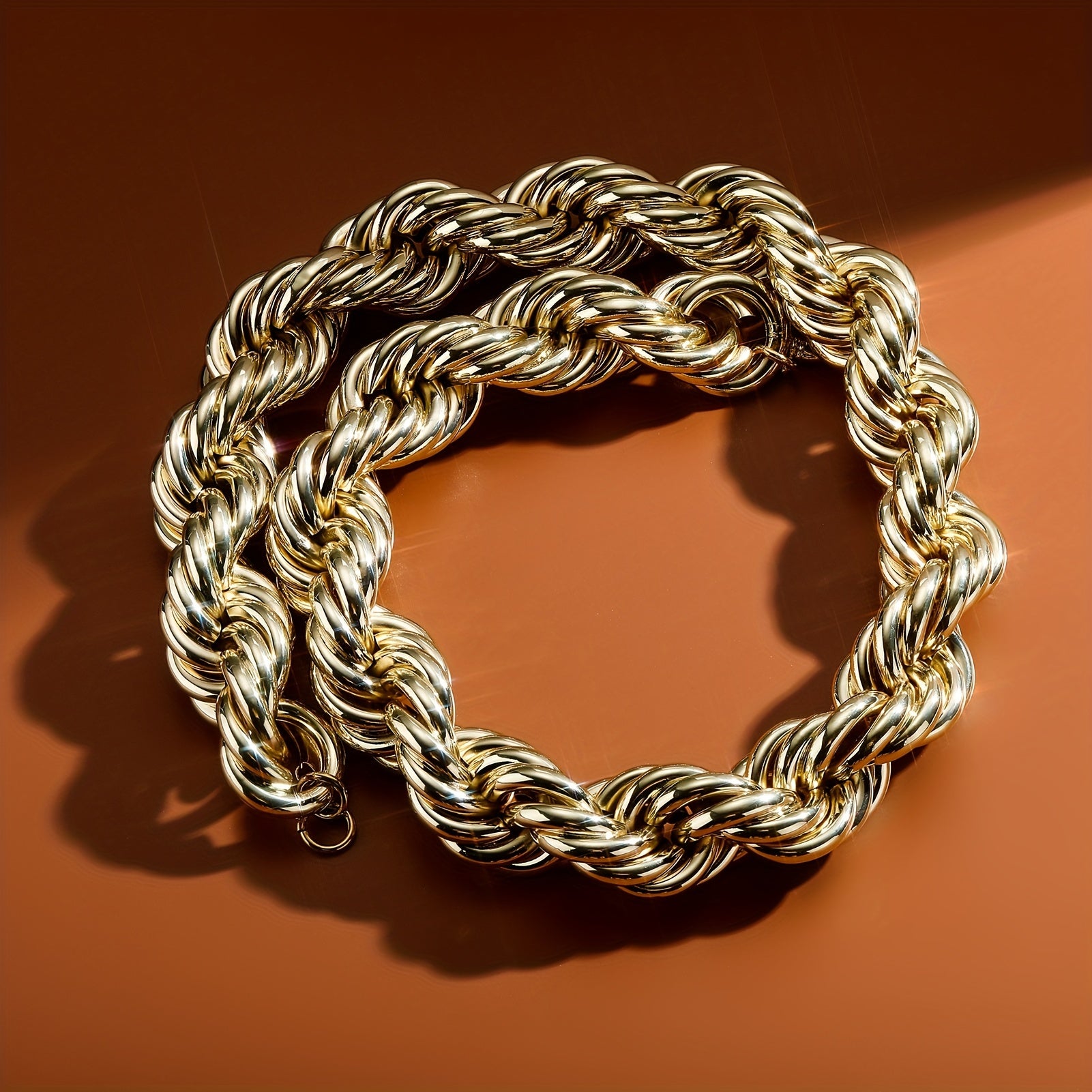 1pc Luxurious Stainless Steel Golden Chain Necklace - Durable, Hypoallergenic, Fashionable Jewelry for Men and Women - Perfect Party Gift, Ideal for Everyday Wear