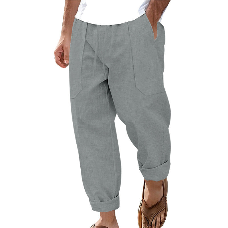 Breathable Sweat Absorbing Solid Color Trousers Basic Style Casual Wide Leg Pants 