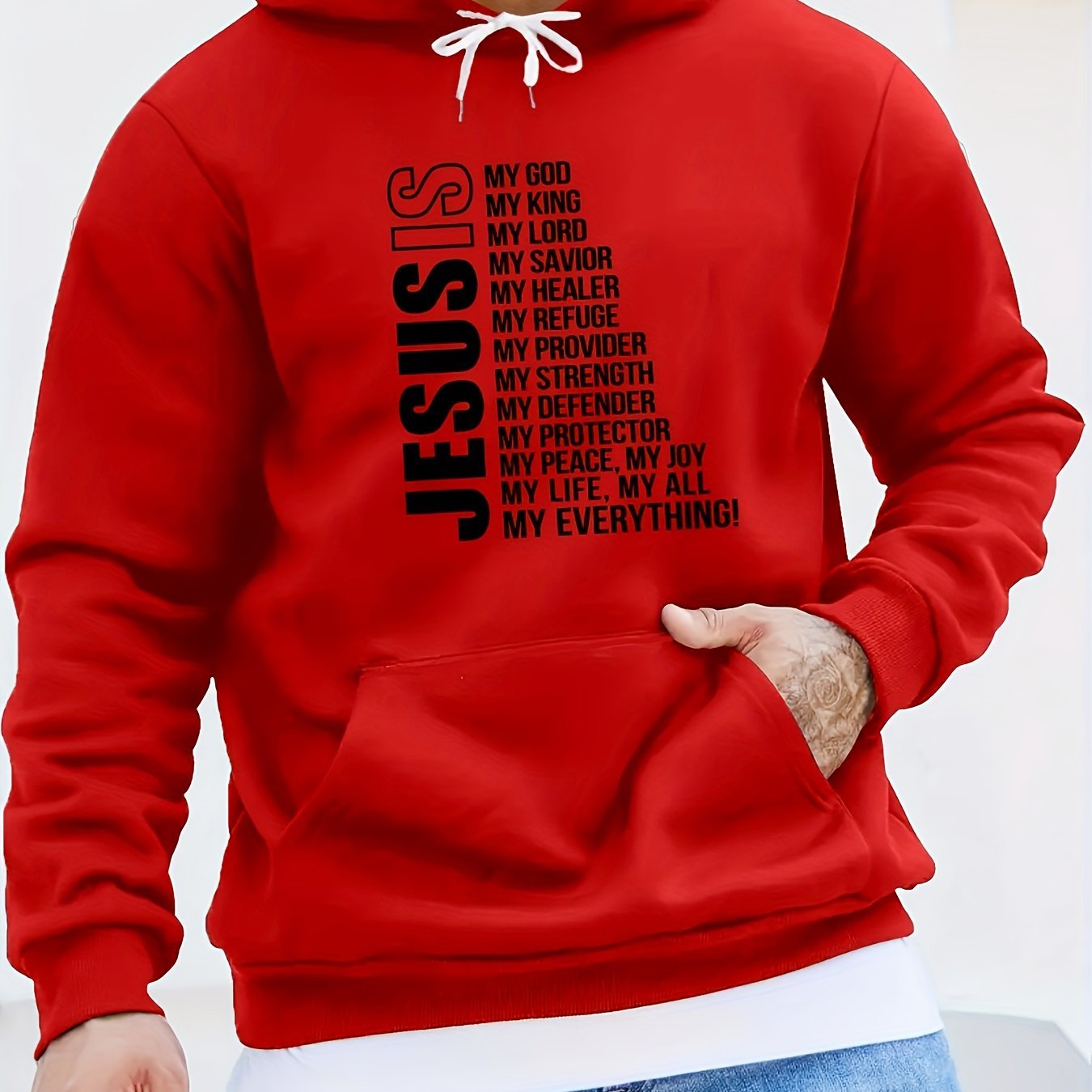 Printed Kangaroo Pocket Hoodie Casual Long-Sleeve Hoodie Pullover Sweatshirt 