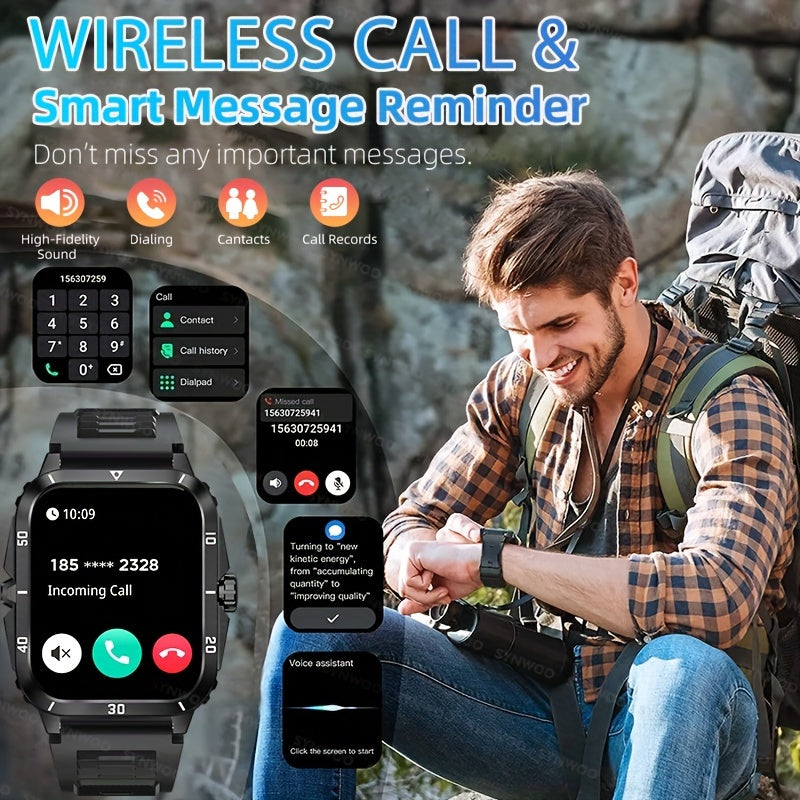 1pc 2.01" Large Screen Smart Watch, 3ATM Indoor And Outdoor Swimming Sports Fitness Wrist Watch, With Voice Assistant, 430mAh Battery Man Women Smart Watch