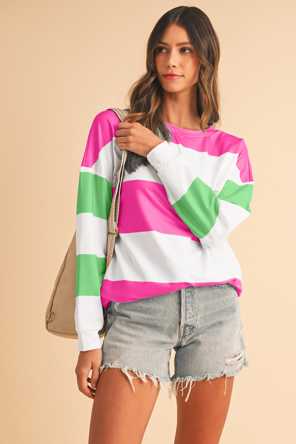 Rose Red Colorblock Drop Sleeve Top 