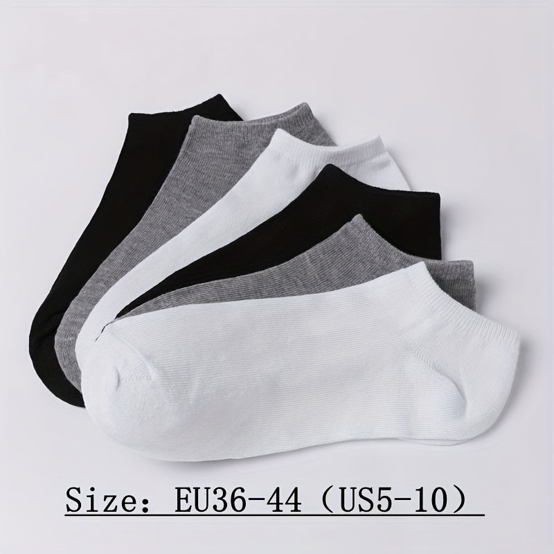 5 Pairs/Lot Unisex Casual Plain Color Sports Socks, Thin Breathable Comfy Low Cut Ankle Socks For Women Men, Invisible Socks, Black White Gray