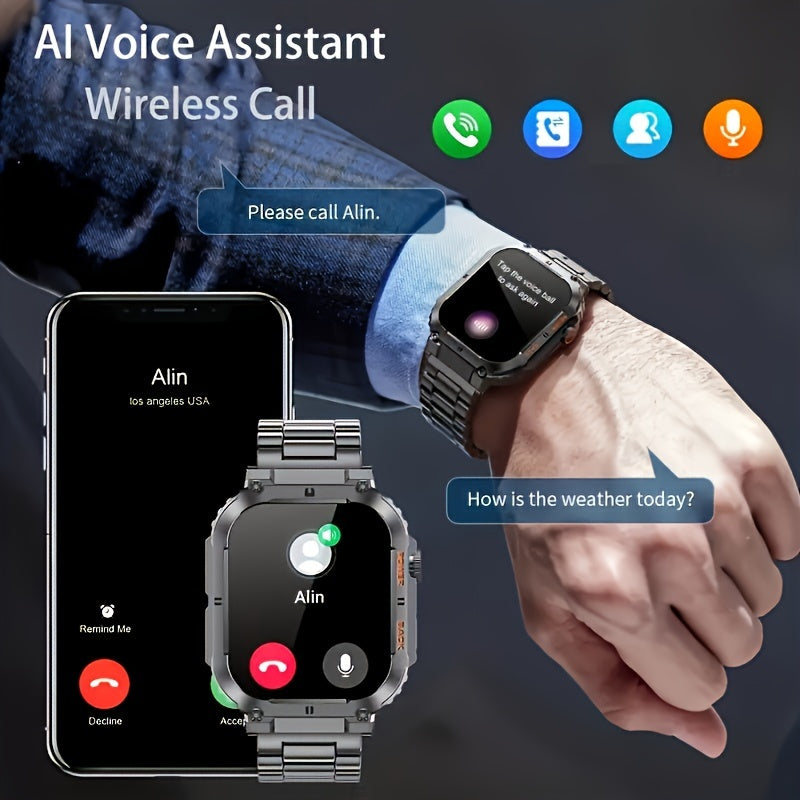 2024 New Men's Motion Track Wireless Call AI Voice Assistant IP68 Waterproof Sports Smart Watch For Android IPhone