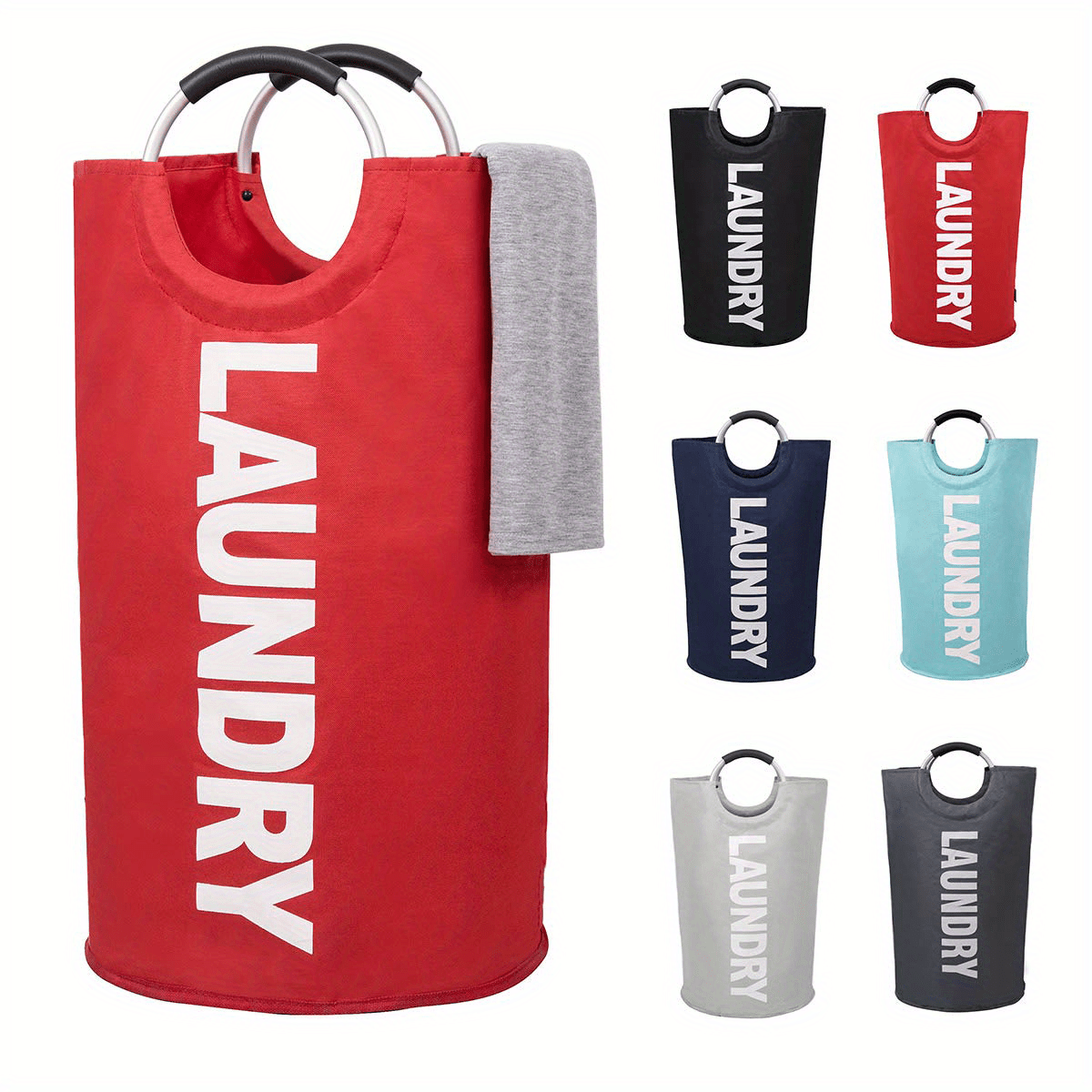 1pc Premium Waterproof Laundry Basket with Comfortable Padded Handles - Collapsible & Stable Clothes Hamper for Effortless Storage and Perfect Standing - Ideal for Space-Saving Solutions