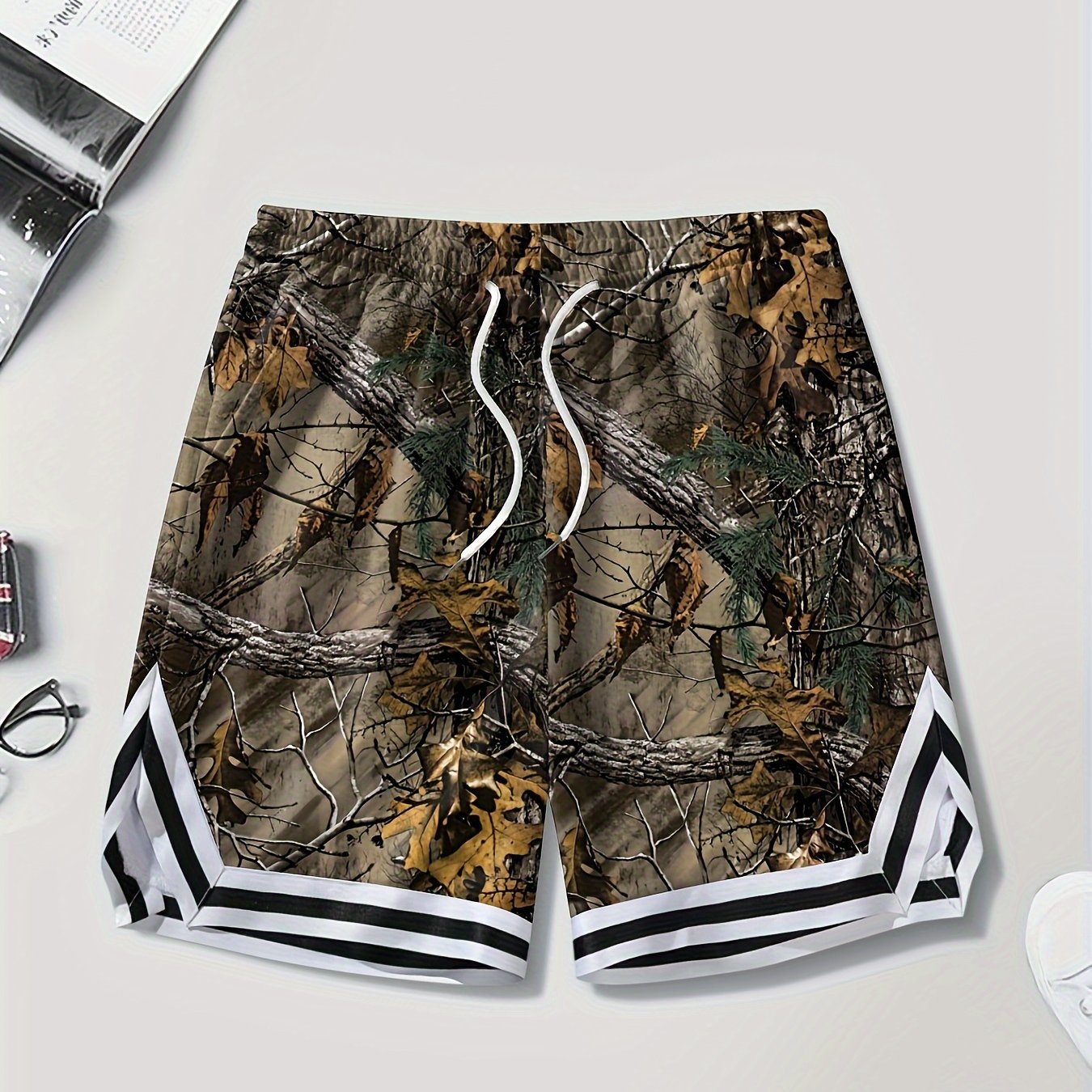 3D Printed Mens Athletic Shorts - Lightweight & Breathable with Drawstring Waist, Pockets for Storage - Ideal Loose Fit Summer Shorts for Outdoor Sports and Casual Wear