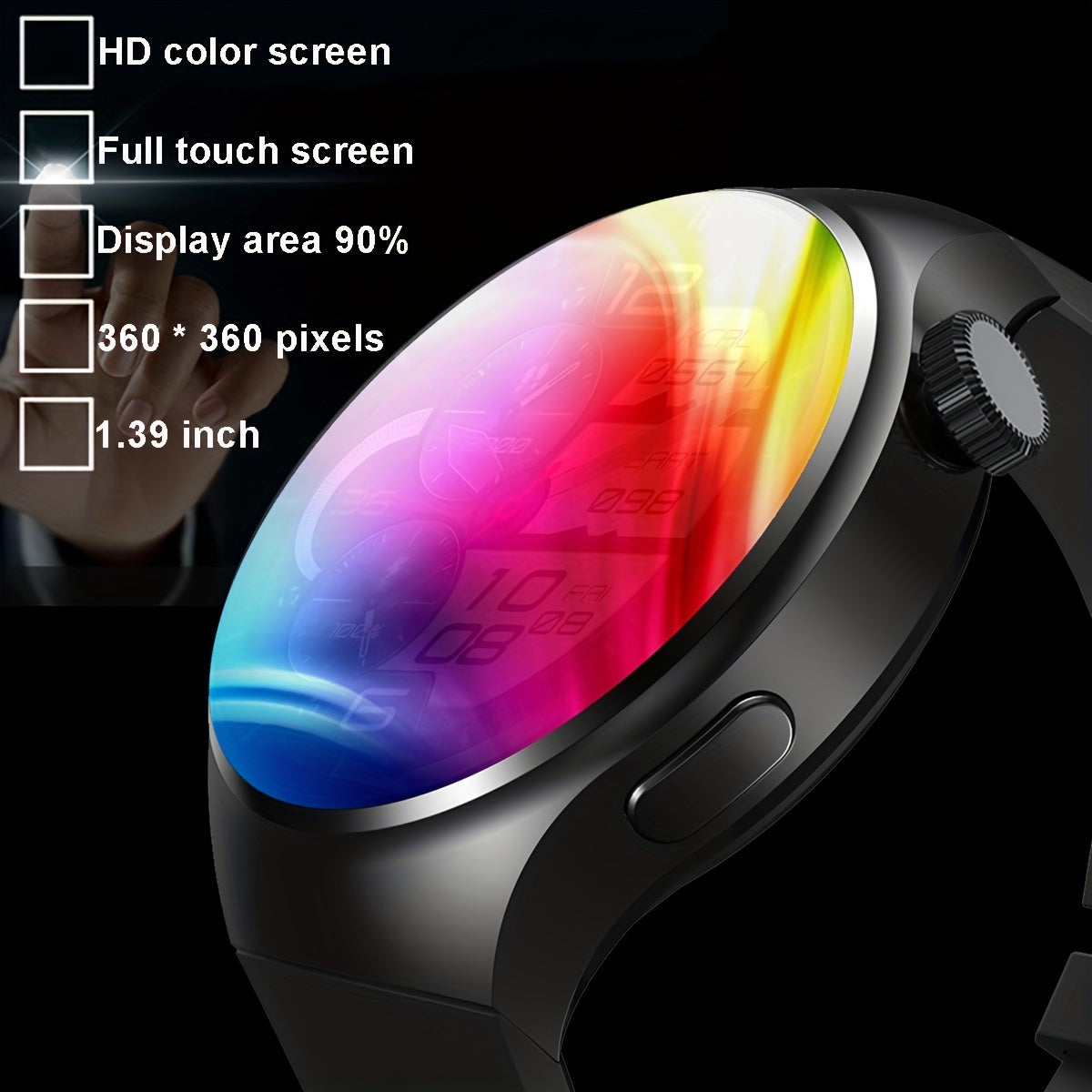 Black Silicone Men Smart Watch With Wireless Call, Message Reminder, Sports Mode, Custom Wallpaper, Sport Smart Watch