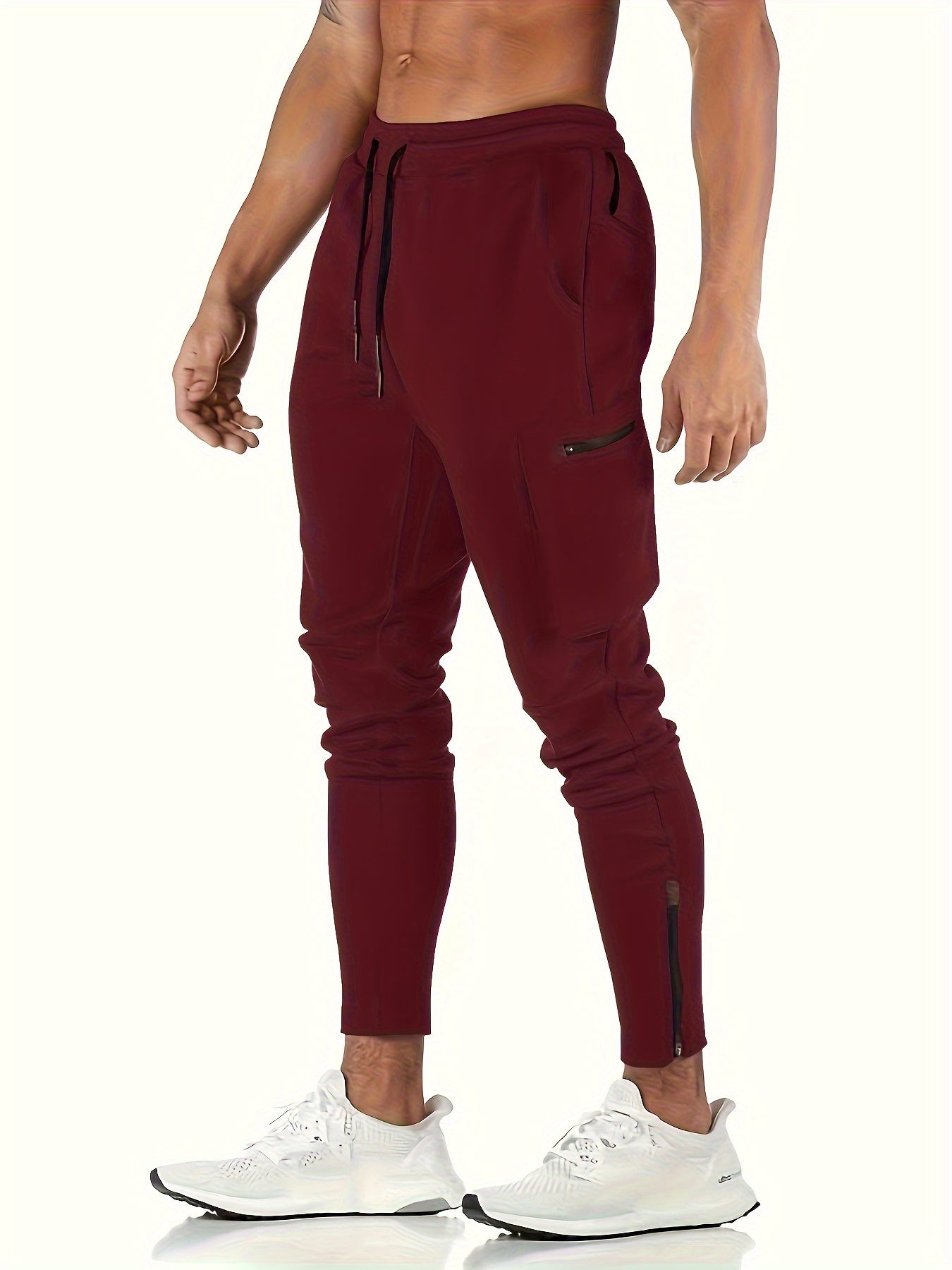 Mens Multi-Pocket Drawstring Jogger Pants - Lightweight & Breathable for Casual Running, Jogging - Perfect for Spring & Fall