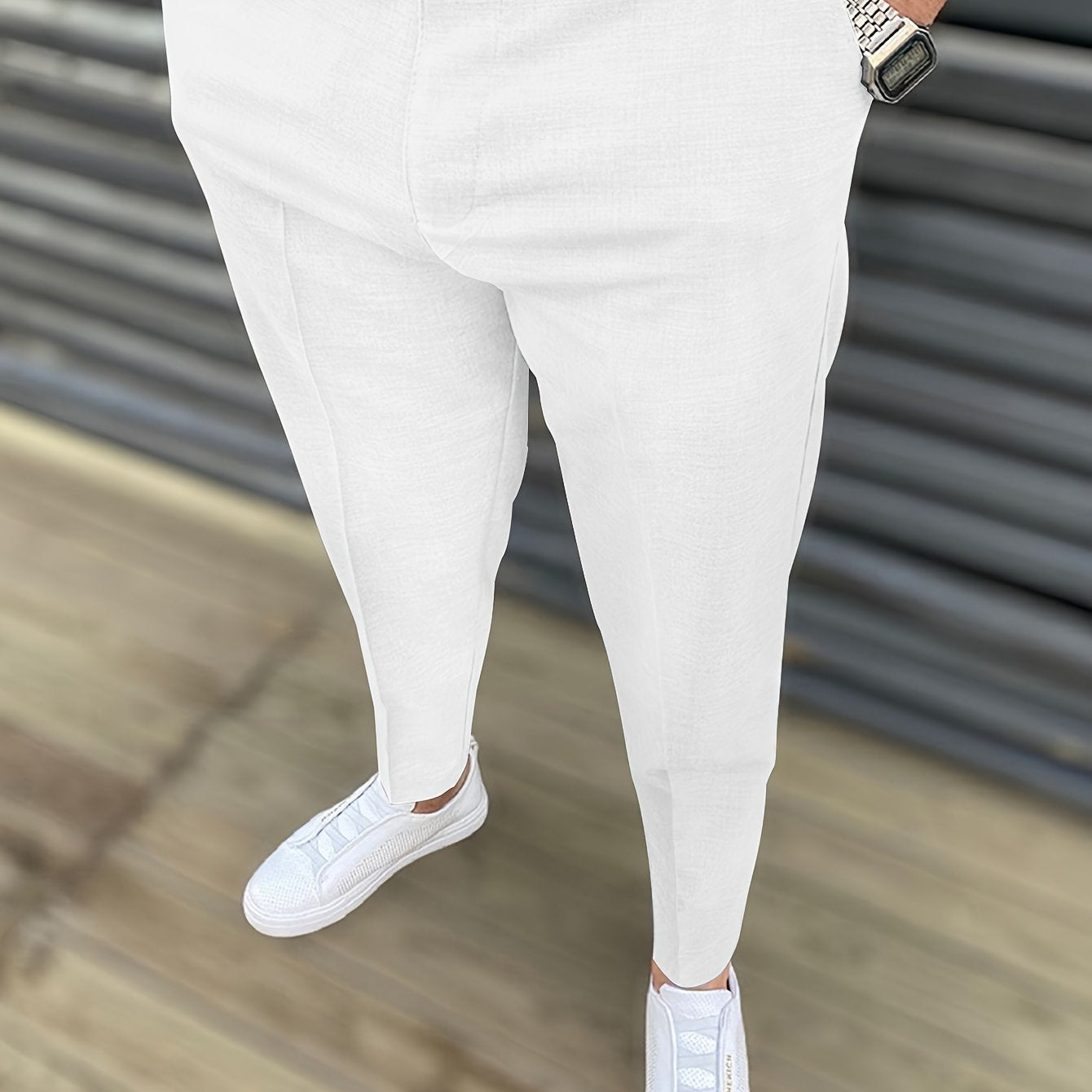 Mens Classic Elegant Dress Pants - Slightly Stretchy, Solid Color, Regular Fit, Mid Waist, Button Fly, Pocket Details - Perfect for Spring Summer Business Banquet Dinner, Night Out, All-Season Wear