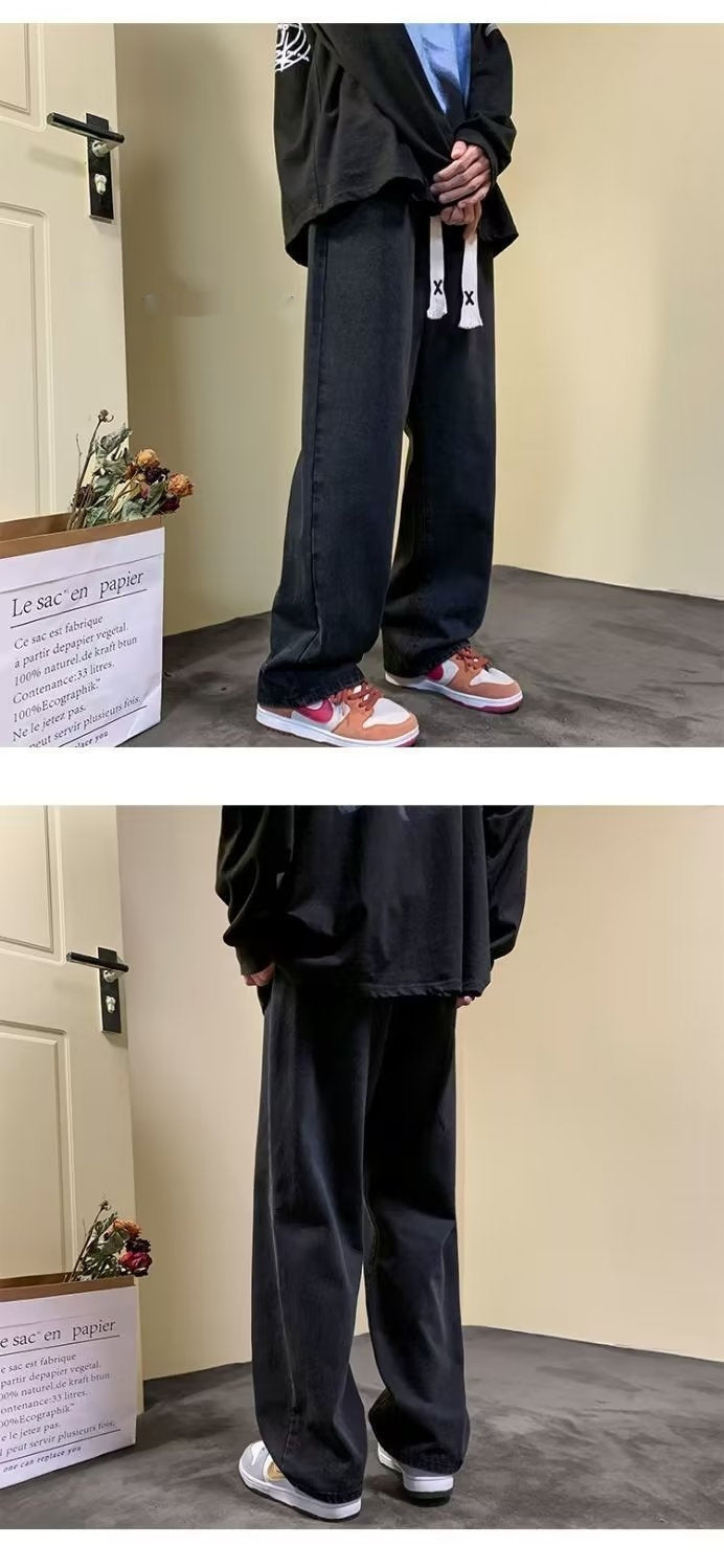 Japanese-style Drawstring Elastic-waist Jeans For Men 