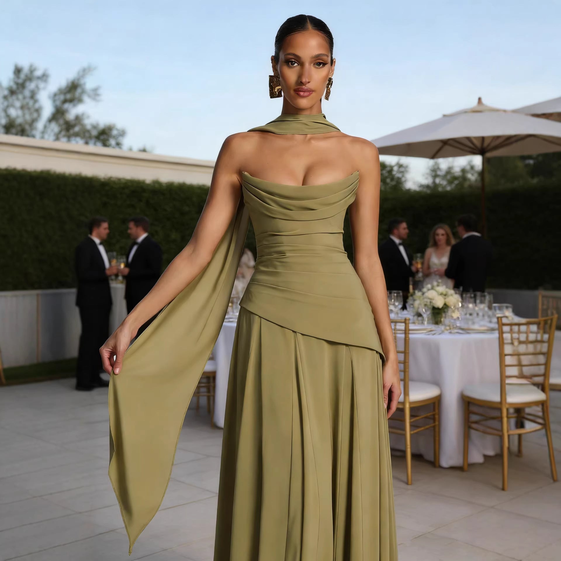 Women's Irregular Strapless Bandage Dress 