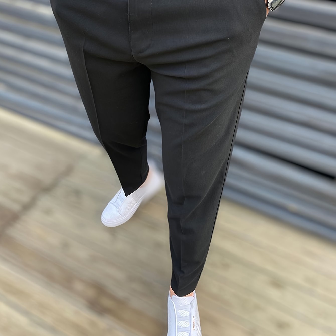 Mens Classic Elegant Dress Pants - Slightly Stretchy, Solid Color, Regular Fit, Mid Waist, Button Fly, Pocket Details - Perfect for Spring Summer Business Banquet Dinner, Night Out, All-Season Wear