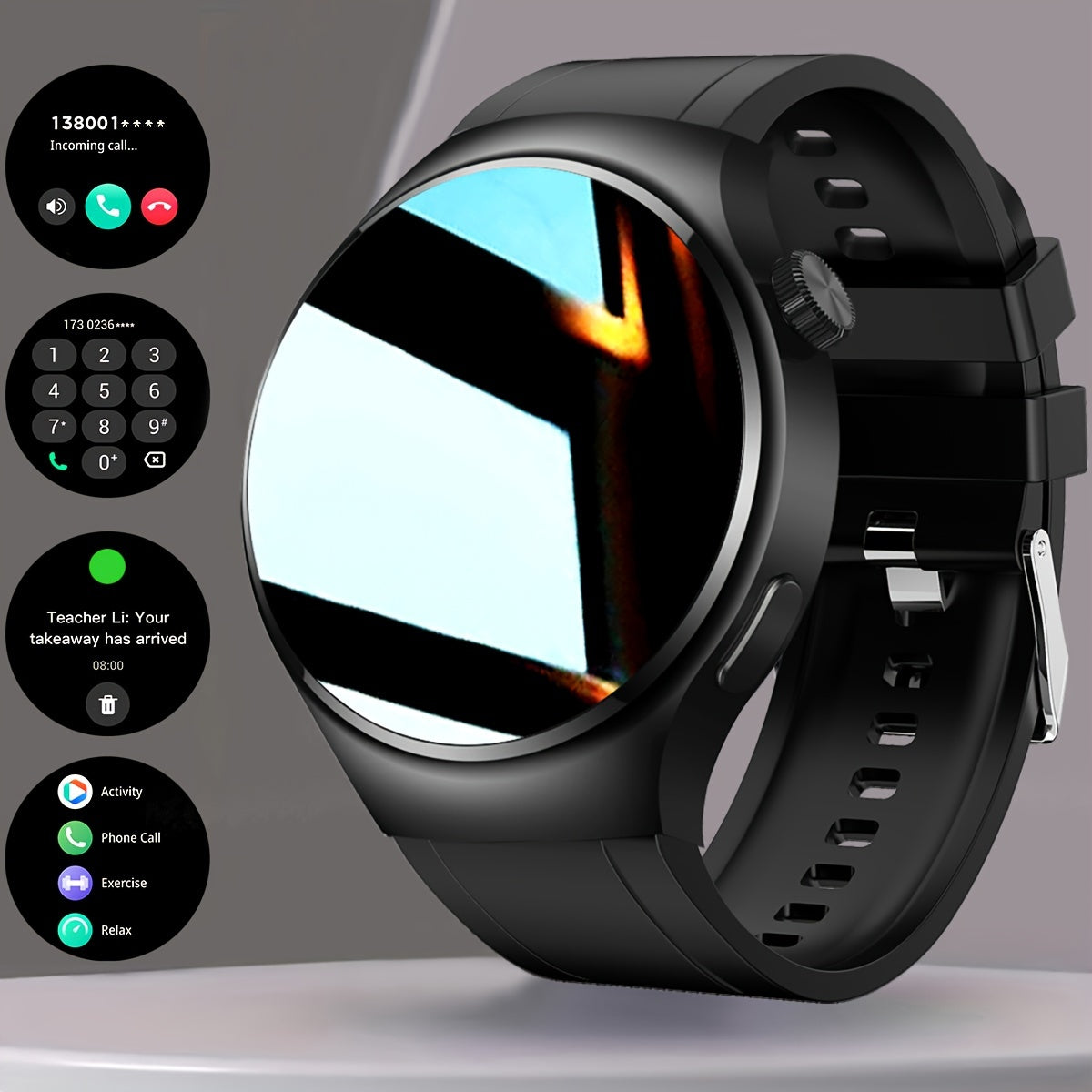 Black Silicone Men Smart Watch With Wireless Call, Message Reminder, Sports Mode, Custom Wallpaper, Sport Smart Watch