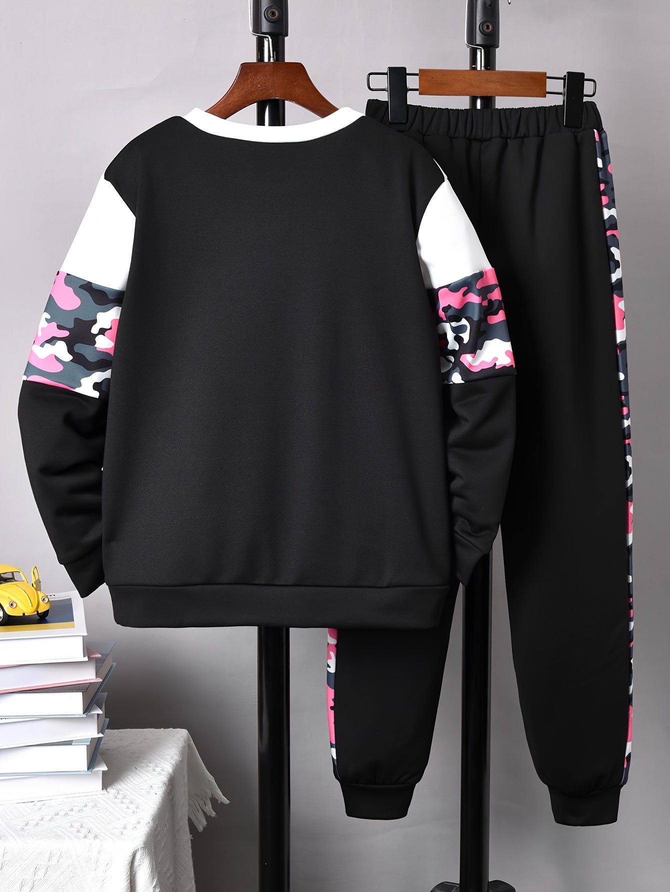 Boy's KING Print Outfit 2pcs, Sweatshirt & Sweatpants Set, Camouflage Pattern Kid's Clothes For Spring Fall Daily & Outdoor Wear