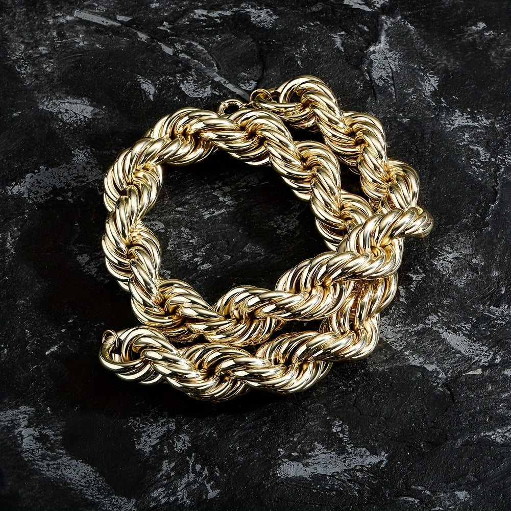 1pc Luxurious Stainless Steel Golden Chain Necklace - Durable, Hypoallergenic, Fashionable Jewelry for Men and Women - Perfect Party Gift, Ideal for Everyday Wear