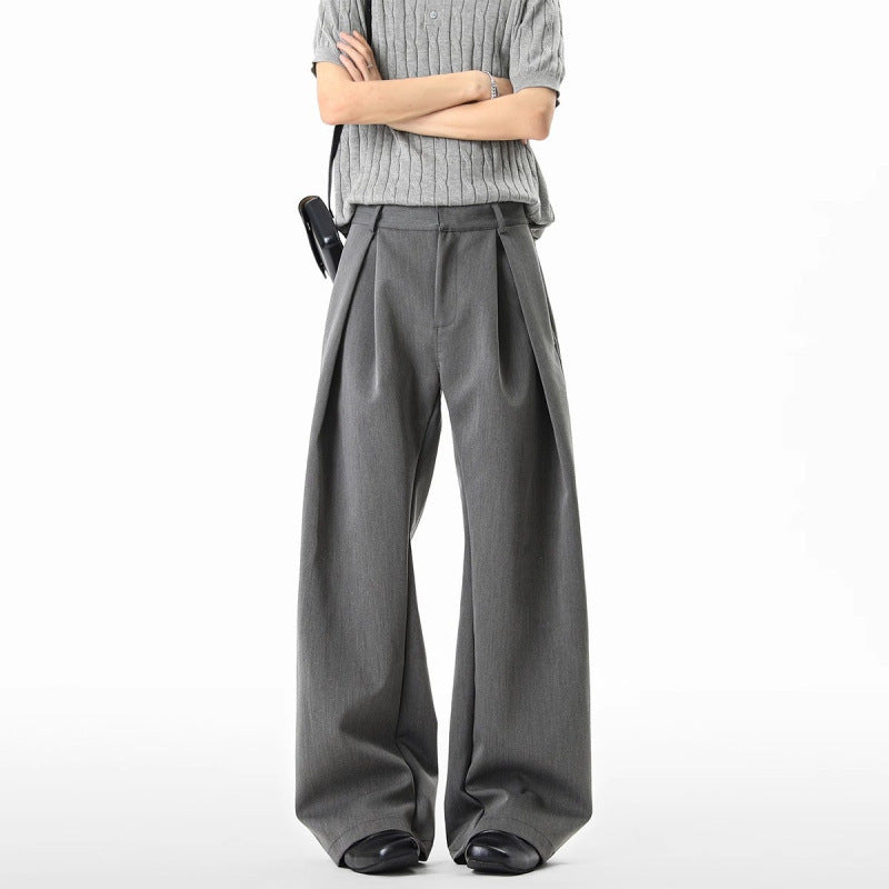 American-style Three-dimensional H-line Pleated Dress Trousers For Men 