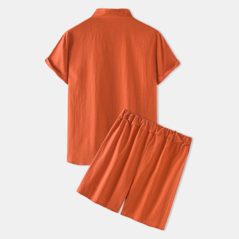 Men's Cotton-Linen Casual Loose-Fit Short-Sleeve Set 