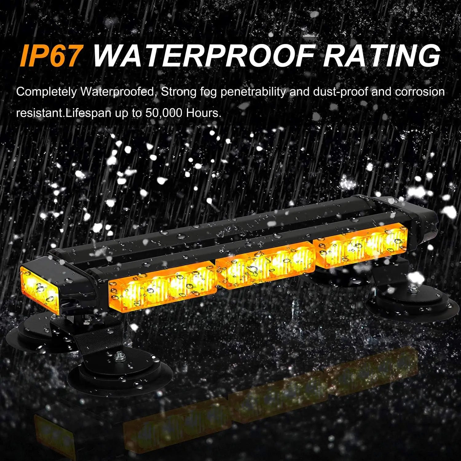 16.8 Inch LED Light Bar High Intensity Emergency Hazard Warning Beacon 26 Flashing Modes Magnetic Base for Car-New Condition