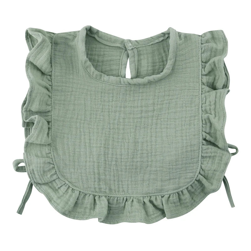 Baby Cotton Bib Crepe Ruffled Bib Saliva Towel Bandana Burp Cloth Girls Babies Accessories Newborn Slabber Absorbent Cloth  Bib