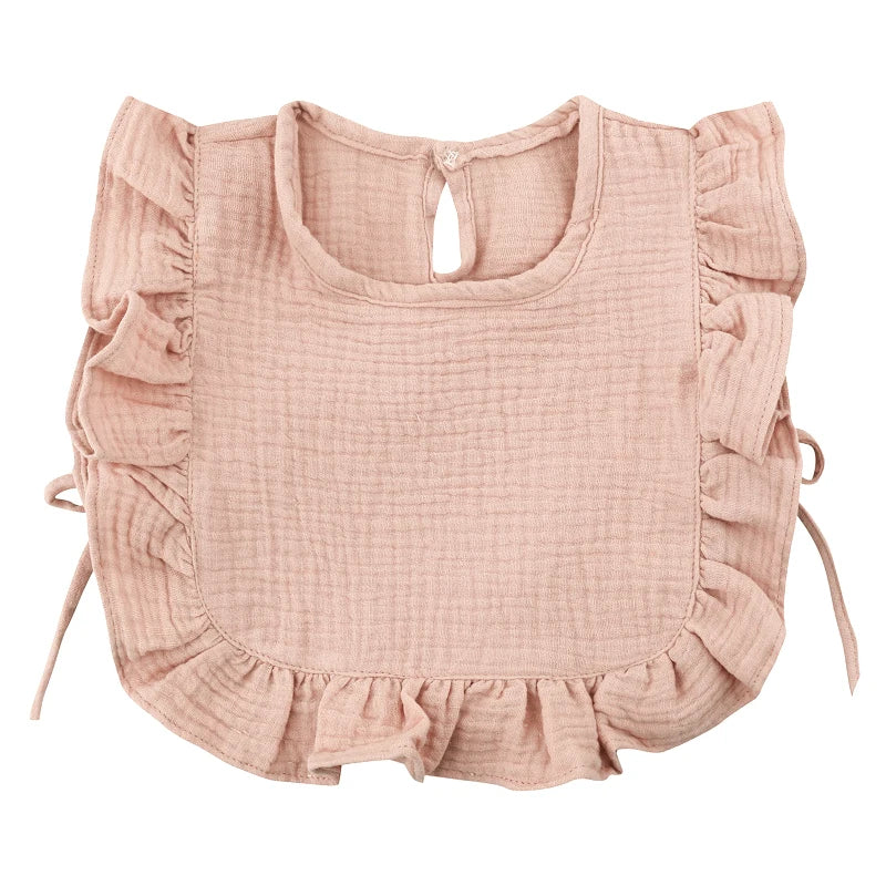 Baby Cotton Bib Crepe Ruffled Bib Saliva Towel Bandana Burp Cloth Girls Babies Accessories Newborn Slabber Absorbent Cloth  Bib